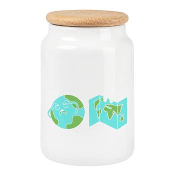 GIS Cartography Cartography Geography - Cookie Jar with Wooden Lid - white - Front