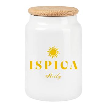 Ispica Sicily Suncrest Logo - Boîte à biscuits avec couvercle en bois - blanc - Devant