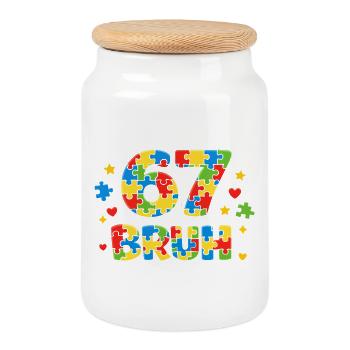 Frère qui dit drôle, rétro vintage Jeunesse, langage de la - Boîte à biscuits avec couvercle en bois - blanc - Devant