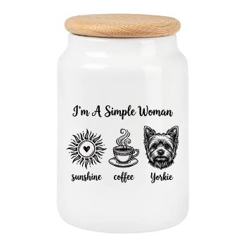Simple Woman Yorkie Lovers - Cookie Jar with Wooden Lid - white - Front