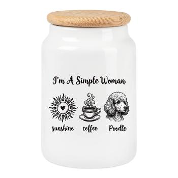 Simple Woman Poodle Lovers - Cookie Jar with Wooden Lid - white - Front