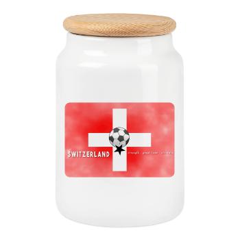 Switzerland Football Swiss flag with football - Cookie Jar with Wooden Lid - white - Front