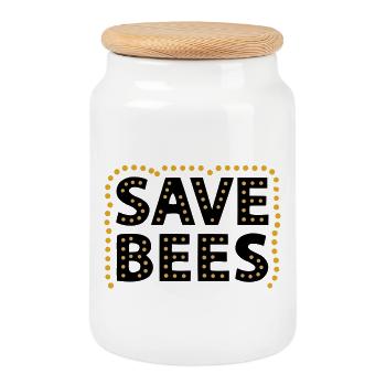 Défenseurs des droits des animaux pour la conservation de la nature Sauve les abeilles - Boîte à biscuits avec couvercle en bois - blanc - Devant