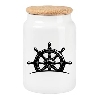 Steering wheel - Cookie Jar with Wooden Lid - white - Front