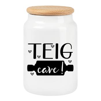 Sayings Baking Dough Roll - Cookie Jar with Wooden Lid - white - Front