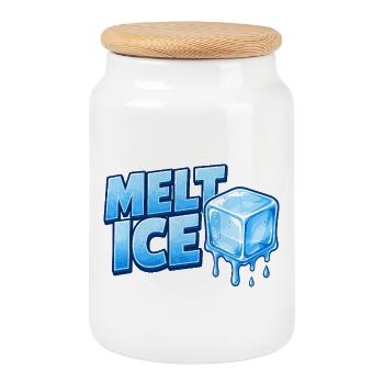 Design de dessin animé Glace Fondante - Boîte à biscuits avec couvercle en bois - blanc - Devant