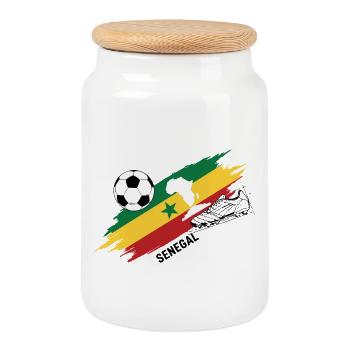 Senegaler Fußballtrikot-Anhänger Senegal-Foot - Keksdose mit Holzdeckel - Weiß - Vorne