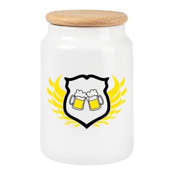 bier_wappen - Cookie Jar with Wooden Lid - white - Front