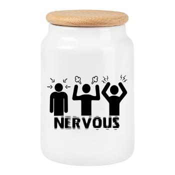Nervous - Cookie Jar with Wooden Lid - white - Front