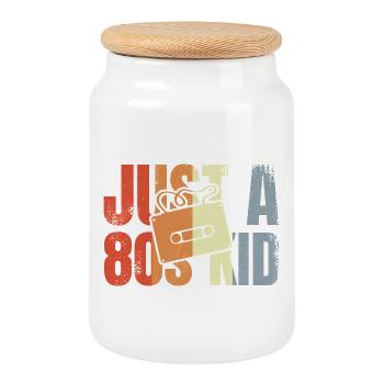 Juste un gamin des années 80 - Boîte à biscuits avec couvercle en bois - blanc - Devant