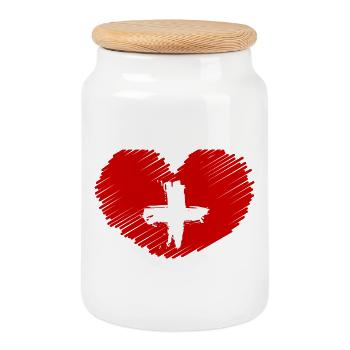 SUISSE FAN D’EUROPA SPORT - Boîte à biscuits avec couvercle en bois - blanc - Devant