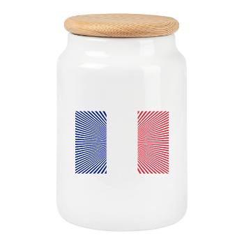 French Flag Ray Effect - Cookie Jar with Wooden Lid - white - Front