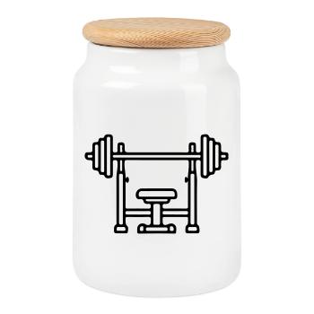 Weight bench bench press - Cookie Jar with Wooden Lid - white - Front