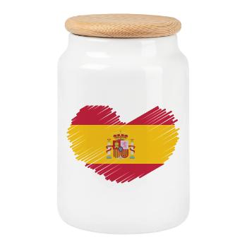 SPAIN SPAIN España EUROPE SPANISH SPORTS FAN - Cookie Jar with Wooden Lid - white - Front