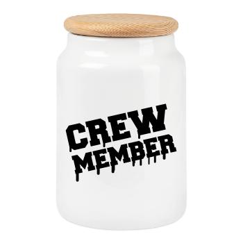 crew_member - Cookie Jar with Wooden Lid - white - Front