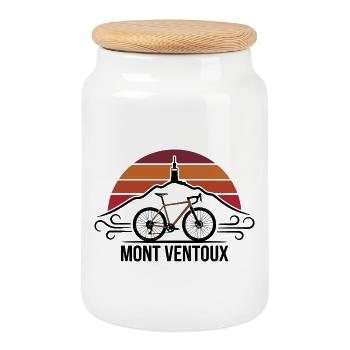 Mont Ventoux Retro Cycling T-Shirt - Cookie Jar with Wooden Lid - white - Front