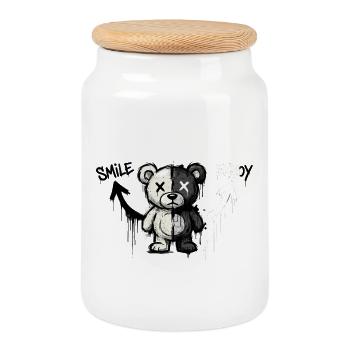 Split Bear Graffiti Kunst - Keksdose mit Holzdeckel - Weiß - Vorne