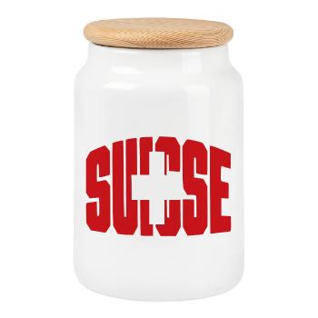 Maillot de football suisse, design des supporters suisses - Boîte à biscuits avec couvercle en bois - blanc - Devant