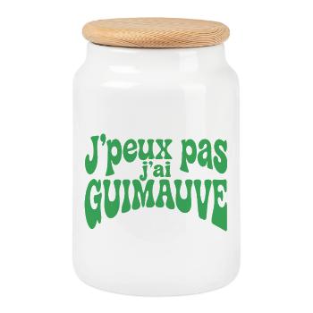 J'peux pas j'ai guimauve vert - Boîte à biscuits avec couvercle en bois - blanc - Devant