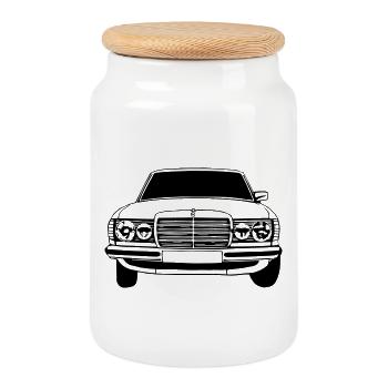 MB w123 ...(24) - Keksdose mit Holzdeckel - Weiß - Vorne