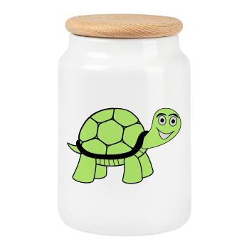 tortue - Boîte à biscuits avec couvercle en bois - blanc - Devant