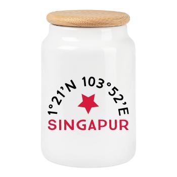 Singapore - Cookie Jar with Wooden Lid - white - Front