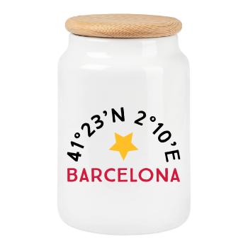 Barcelona - Keksdose mit Holzdeckel - Weiß - Vorne