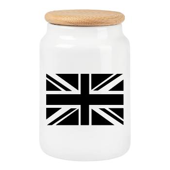 British Flag - Cookie Jar with Wooden Lid - white - Front