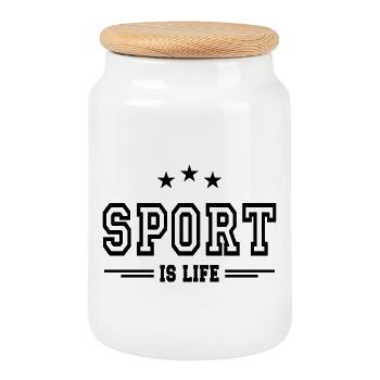 le sport c'est la vie 2 - Boîte à biscuits avec couvercle en bois - blanc - Devant