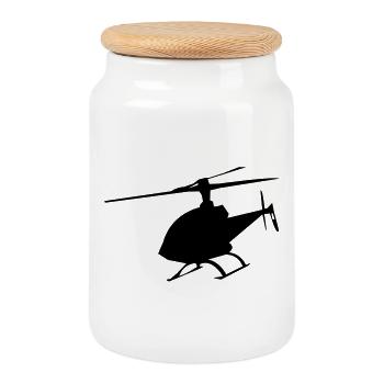 hubschrauber - Keksdose mit Holzdeckel - Weiß - Vorne