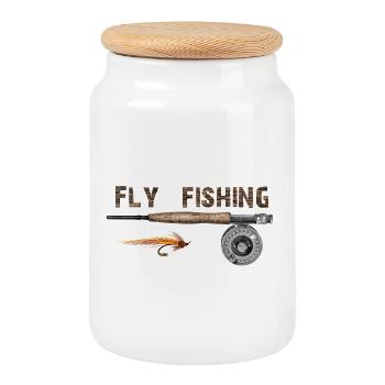 Fly fishing - Keksdose mit Holzdeckel - Weiß - Vorne