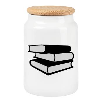 Bücher - Keksdose mit Holzdeckel - Weiß - Vorne