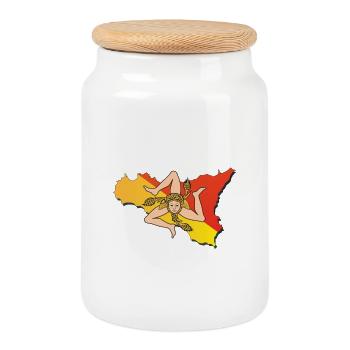 I love Sicilia - Cookie Jar with Wooden Lid - white - Front