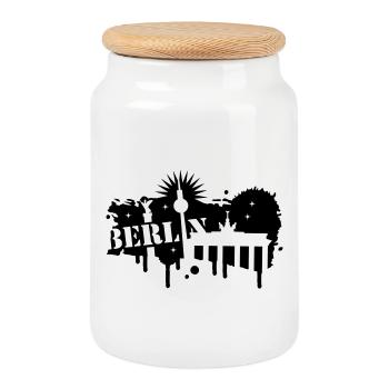 Berlin, Porte de Brandebourg et Colonne de la - Boîte à biscuits avec couvercle en bois - blanc - Devant