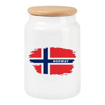 Norwegen Flagge / Skandinavien Geschenk Oslo - Keksdose mit Holzdeckel - Weiß - Vorne