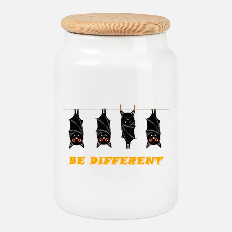 BE DIFFERENT - Cookie Jar with Wooden Lid - white