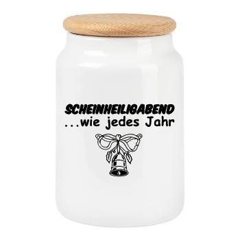 Weihnachten Heiligabend Christmas lustig Geschenk - Keksdose mit Holzdeckel - Weiß - Vorne