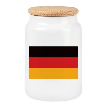 Deutschland Dreifarben Flagge - Keksdose mit Holzdeckel - Weiß - Vorne