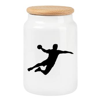 handball - Cookie Jar with Wooden Lid - white - Front