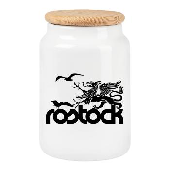 Rostock - Griffon et Seagulls - Boîte à biscuits avec couvercle en bois - blanc - Devant