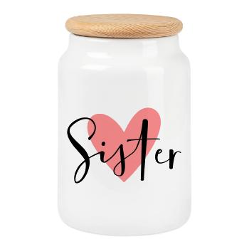 Sister Heart Sister Heart Dear siblings - Cookie Jar with Wooden Lid - white - Front