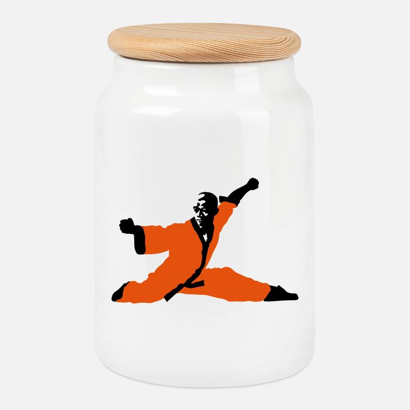 Kung fu - Keksdose mit Holzdeckel - Weiß