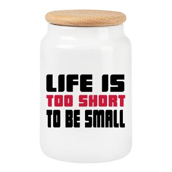 fitness - Cookie Jar with Wooden Lid - white - Front