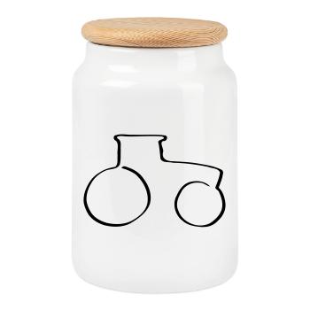 Tracteur de ligne - Boîte à biscuits avec couvercle en bois - blanc - Devant