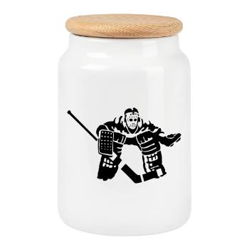 Eishockey goalkeeper - Keksdose mit Holzdeckel - Weiß - Vorne