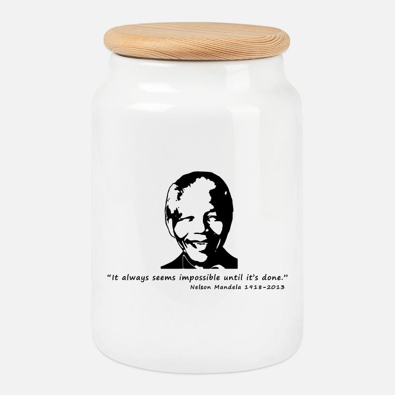 Nelson Mandela - Keksdose mit Holzdeckel - Weiß