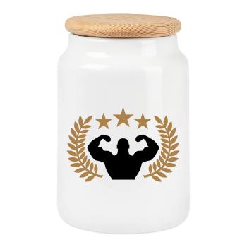 Training Champion - Boîte à biscuits avec couvercle en bois - blanc - Devant