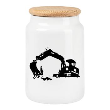 excavator - Boîte à biscuits avec couvercle en bois - blanc - Devant