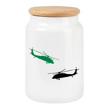 helicopter - Cookie Jar with Wooden Lid - white - Front