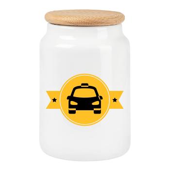 Taxi - Keksdose mit Holzdeckel - Weiß - Vorne